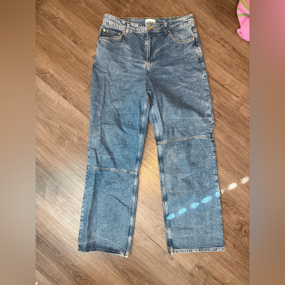 Ganni Wide Leg Coated Jeans